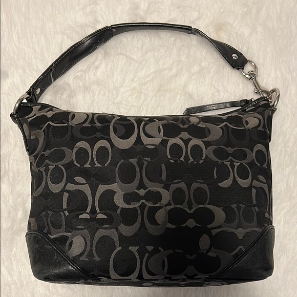 Coach Black Signature Shoulder Bag with Leather Strap - Picture 1 of 12